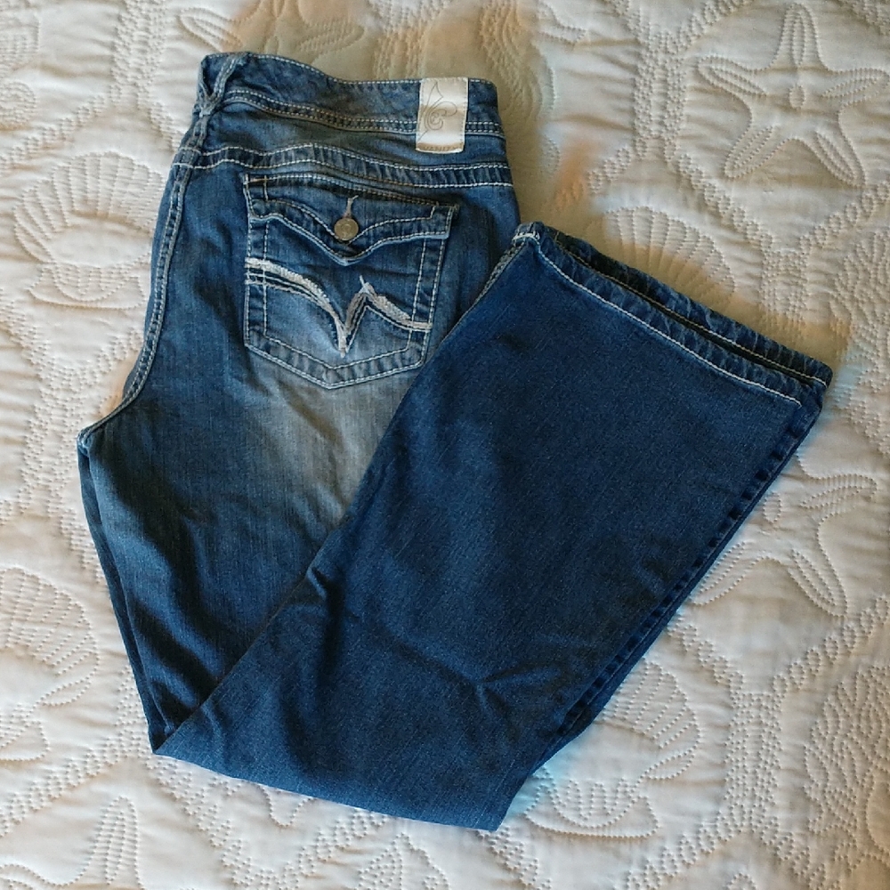 Vanity Womens Boot Cut Jeans - Dark Blue